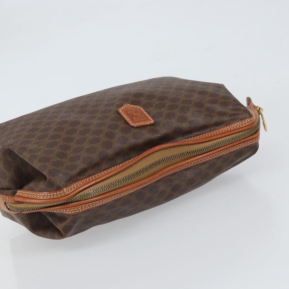 CELINE Macadam Canvas Clutch Bag PVC Leather Brown Gold Auth 162022 - Picture 5 of 16